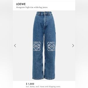 Loewe Blue Wide Leg Jeans with White Embroidery